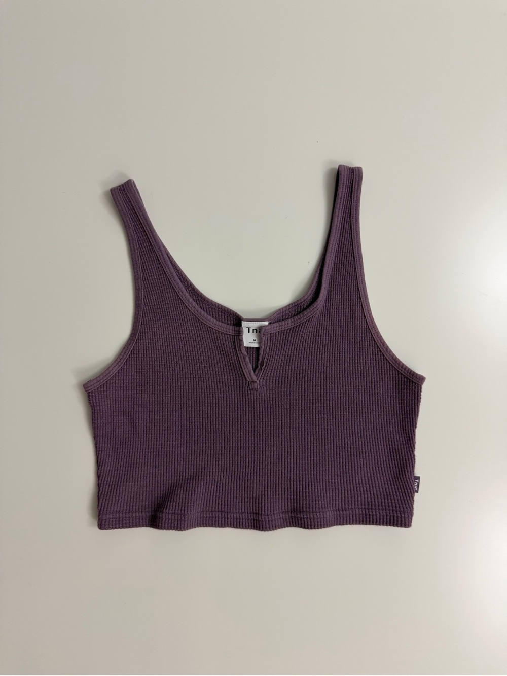 TNA Aritzia Waffle Notch Tank, Purple, Size M